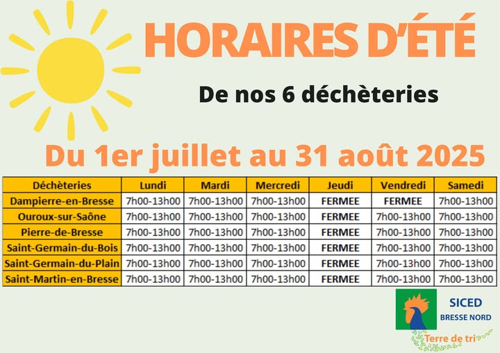 DECHETERIE ETE 2025
